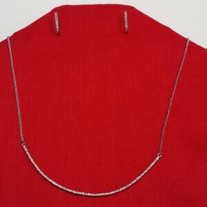 BCBGeneration Silvertone Necklace with Rhinestones and Earrings.